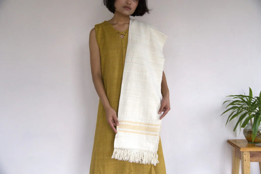 Eri Stole off White with golden border design