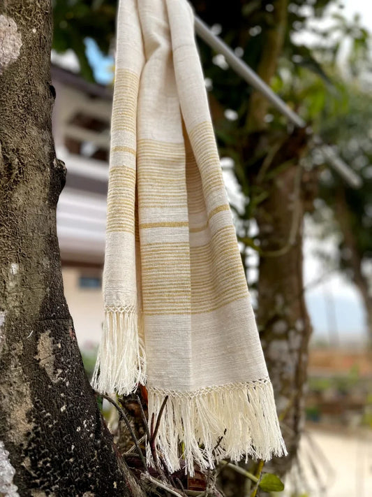 Eri Muffler Offwhite With Yellow Stripe