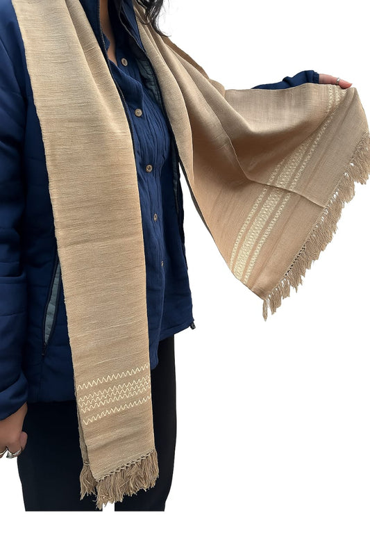 Eri Stole Light brown with golden border design